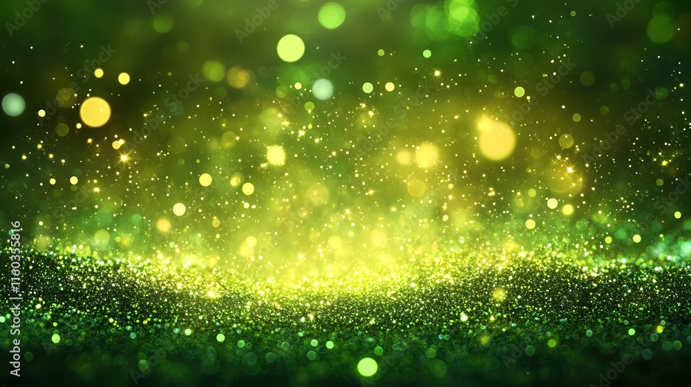 Aufkleber abstract glowing green bokeh background with shimmering texture