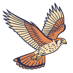 Obraz premium A radiant falcon in mid-flight, gazing joyfully ahead Illustrator Artwork