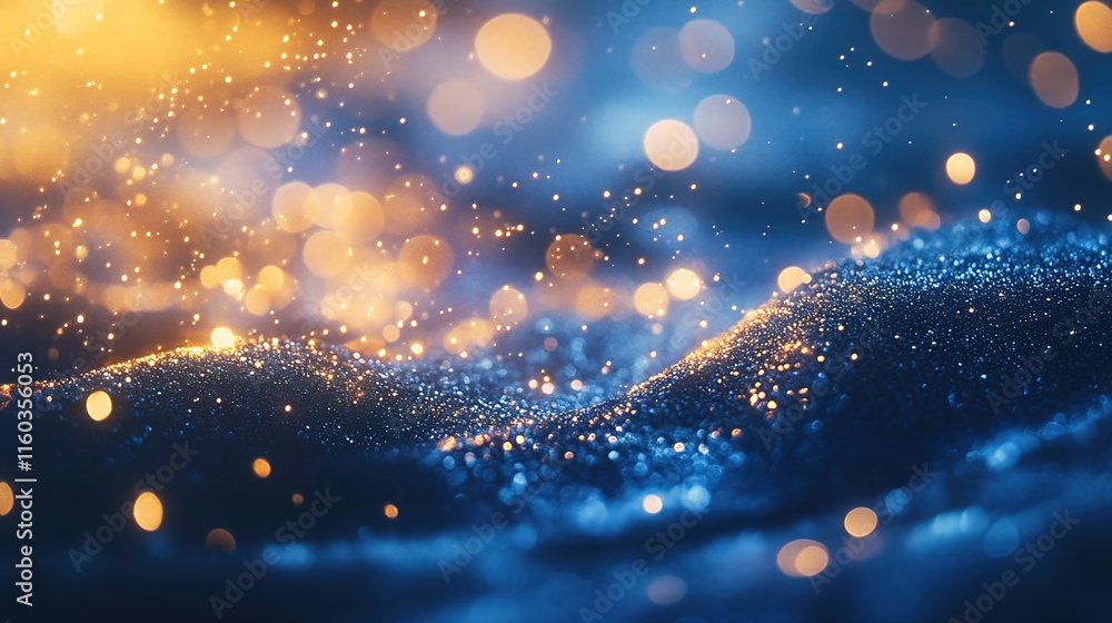Poster abstract glowing blue bokeh background with shimmering texture
