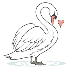 A radiant swan with its head bowed gracefully in a heart-shaped pose