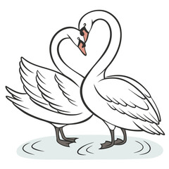 A radiant swan with its head bowed gracefully in a heart-shaped pose Illustrator Artwork