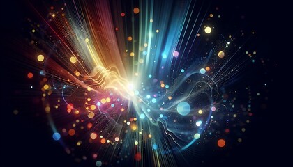 Obraz premium Abstract Light and Colorful Bokeh - Vibrant colors and light effects with bokeh circles and light streaks create a dynamic, visually captivating composition, evoking energy and modernity. 