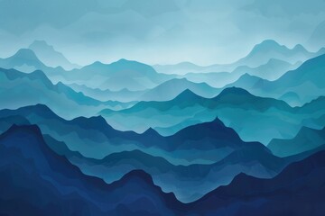 Abstract Blue Mountain Landscape with White Specks