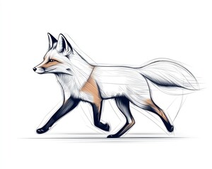 Obraz premium A stylized illustration of a graceful fox in motion, showcasing its dynamic form and natural elegance.
