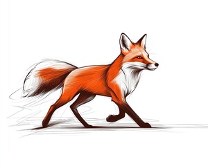 Obraz premium A vibrant and stylish illustration of a fox, showcasing its elegant form and lively demeanor against a minimalist background.