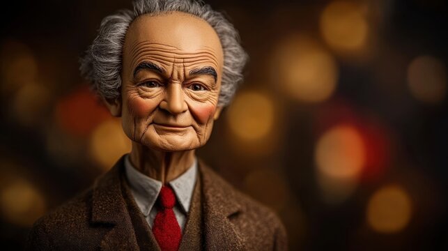 Elderly caucasian male with gray hair and warm expression in blurred background Linus Pauling Day