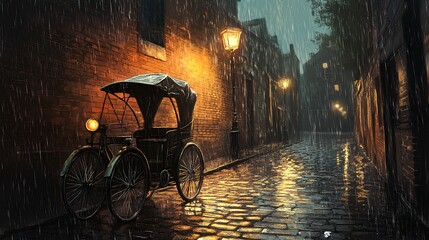 Obraz premium Rainy Street Nostalgia