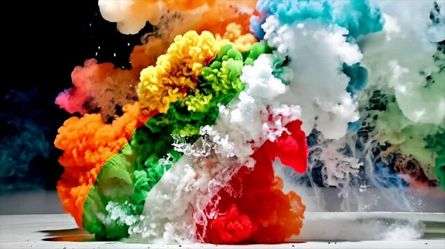 Tricolor smoke bomb emitting colors of the Indian flag against a stark black background symbolizing patriotism and celebration