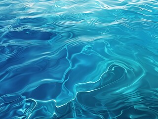 Obraz premium Transparent crystal blue clear water surface texture with ripples, splashes and bubbles, background- backdrop