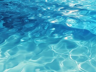 Obraz premium Transparent crystal blue clear water surface texture with ripples, splashes and bubbles, background- backdrop