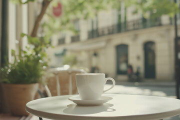 Obraz premium cup of coffee on the terrace