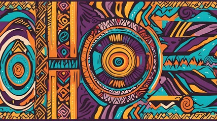 Fototapeta premium Bold South American Tribal Ethnic Pattern with Chevrons, Zigzags, and Spirals
