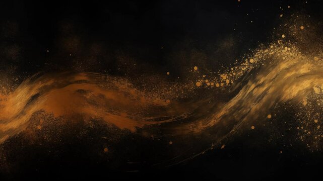 Gold brush stroke texture with black background in luxury style. Abstract art banner design. water flowing into the cave	