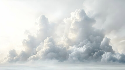 A serene collection of fluffy white clouds against a soft light background.