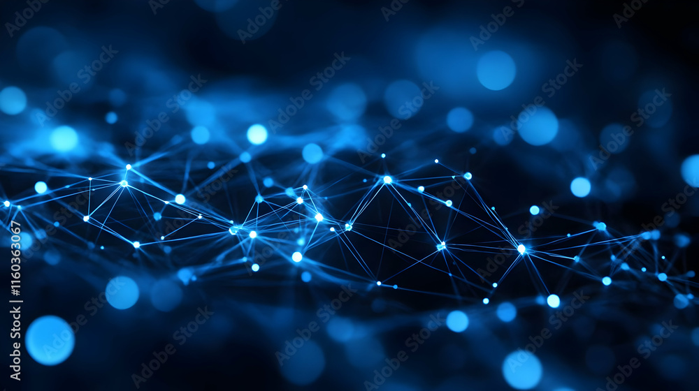 Poster abstract representation of interconnected data points in a digital network.