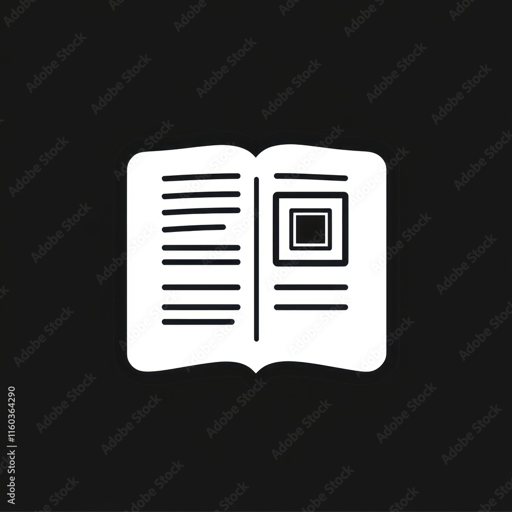 Poster open book icon with image inside.