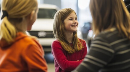 Obraz premium Family-centered vehicle trade-in day. Featuring fun activities and expert-led sessions