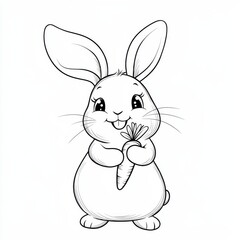 Fototapeta premium Adorable Bunny with Carrot: A charming illustration of a happy bunny holding a carrot. Perfect for children's books, Easter cards, or any project needing a touch of cuteness. 