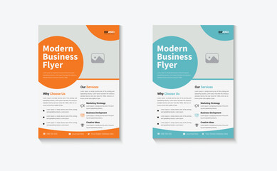Obraz premium Business flyer template, Corporate Business Flyer Design or Handout and leaflet design, Business Brochure Design, Modern Business Flyer Template, flyer, poster, print-ready 