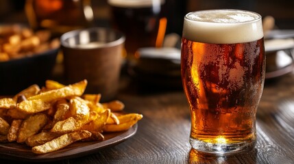 Beer and homemade fries
