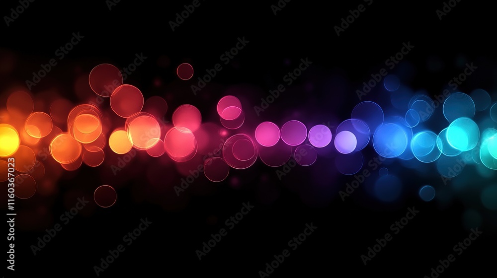 Poster vibrant abstract light bokeh with multicolored blurred circles