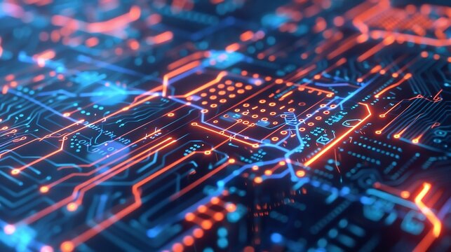 Abstract Circuit Board: Glowing Pathways of Digital Innovation