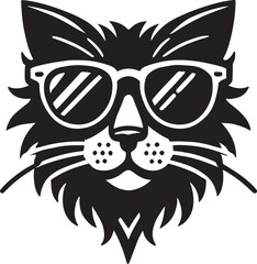 Cat silhouette vector art illustration. Cat head vector icon.