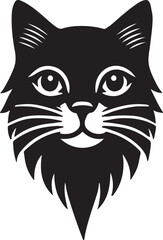 Cat silhouette vector art illustration. Cat head vector icon.