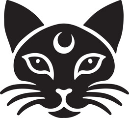 Cat silhouette vector art illustration. Cat head vector icon.