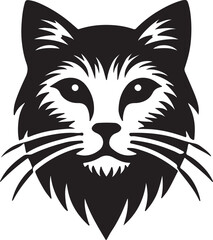 Cat silhouette vector art illustration. Cat head vector icon.