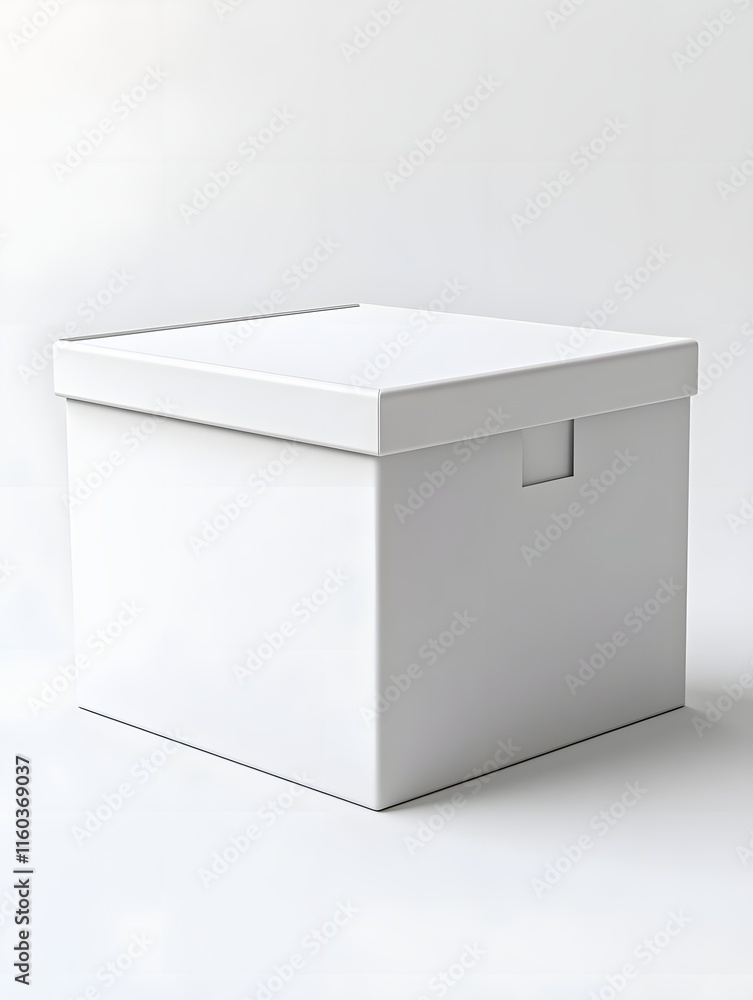 Poster A plain white storage box with a lid, designed for organizing and storing items.