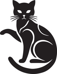 Cat silhouette vector art illustration. Cat head vector icon.
