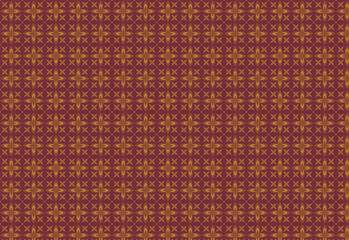 pattern fabric or mozzaik cross flower , red gold, batik pattern, paper pattern, seamless plaid pattern vector. Retro background fabric. Vintage  color geometric texture,