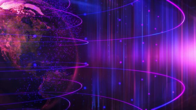 Virtual sphere around the Earth, symbolizing the development of technologies