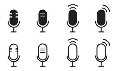 Microphone vector icon set. Microphones audio podcast vector icons. Microphone - Illustration Icons.
