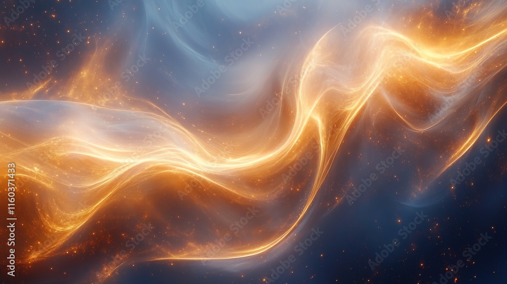 Aufkleber abstract golden waves: shimmering metallic patterns and dynamic energy flow