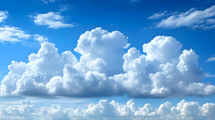 Cumulus Clouds Fill the Vivid Blue Sky on a Sunny Day