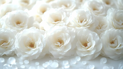 Obraz premium Close-Up of Delicate White Roses Creates a Serene and Elegant Floral Display Beautifully Arranged