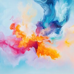 Obraz premium Abstract colorful swirls and vibrant paint mixing.