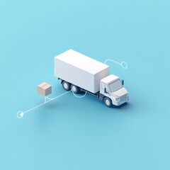 Isometric delivery truck with package.