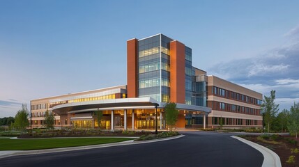 Obraz premium Modern hospital isolation ward exterior showcasing advanced medical facilities and compassionate care, emphasizing the importance of health infrastructure in safeguarding public well-being.