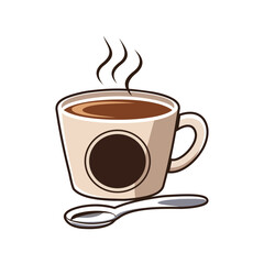 a coffee cup with steam rising isolated on white background