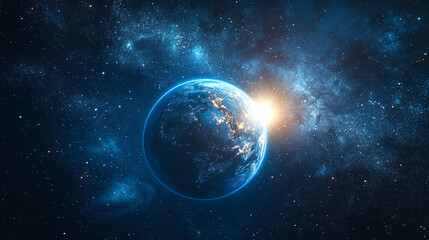 Obraz premium A dramatic depiction of Earth engulfed in a fiery ring, symbolizing the urgent need to address climate change and protect our planet