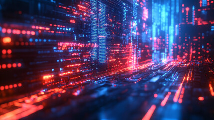 Fototapeta premium vibrant data network with glowing cables and digital elements