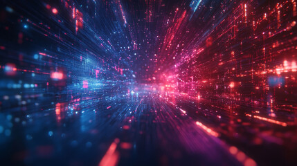 Fototapeta premium vibrant data network with glowing cables in red and blue hues