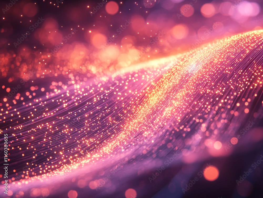 Poster vibrant abstract background with glowing particles and flowing lines