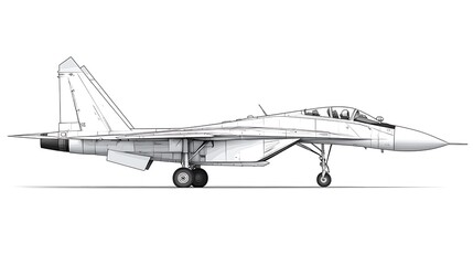 Realistic Illustration of Mikoyan MiG Aircraft Side View