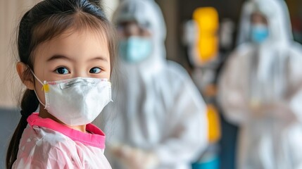 Pediatric hospital ward featuring dedicated medical professionals in protective gear, emphasizing compassionate care and safety in healthcare environments.