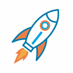 Rocket line art vector illustration silhouette 