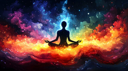 Meditation Achieves Inner Peace, Serenity in Cosmic Dreamscape Art